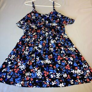 ELLE Floral Multi-colored Spaghetti Strap Dress Size L